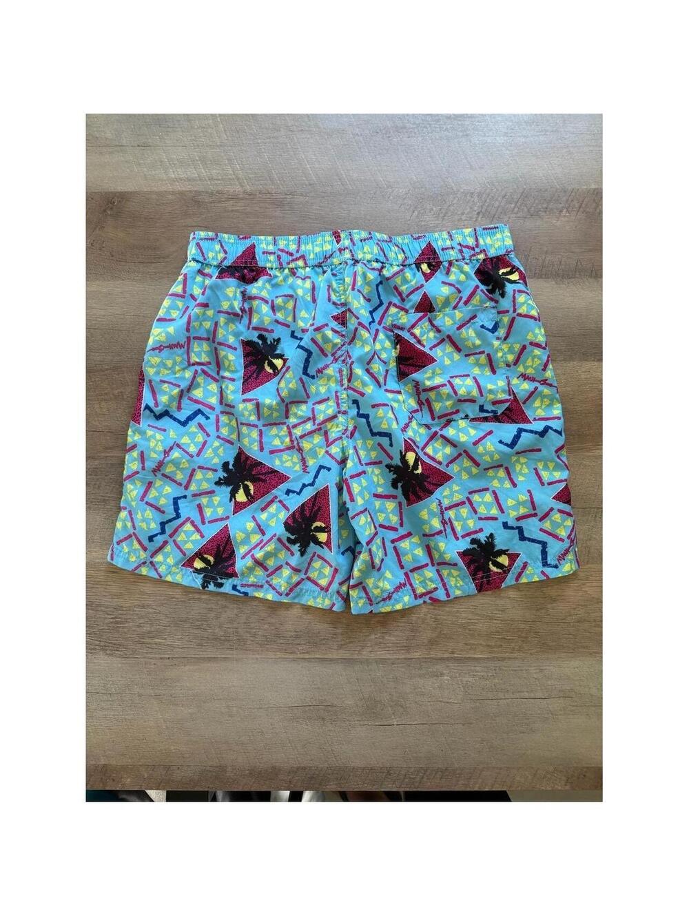 Maui and Sons Men's Swim Shorts | Retro 80s Geometric Palm Print | Size Medium - Picture 4 of 4